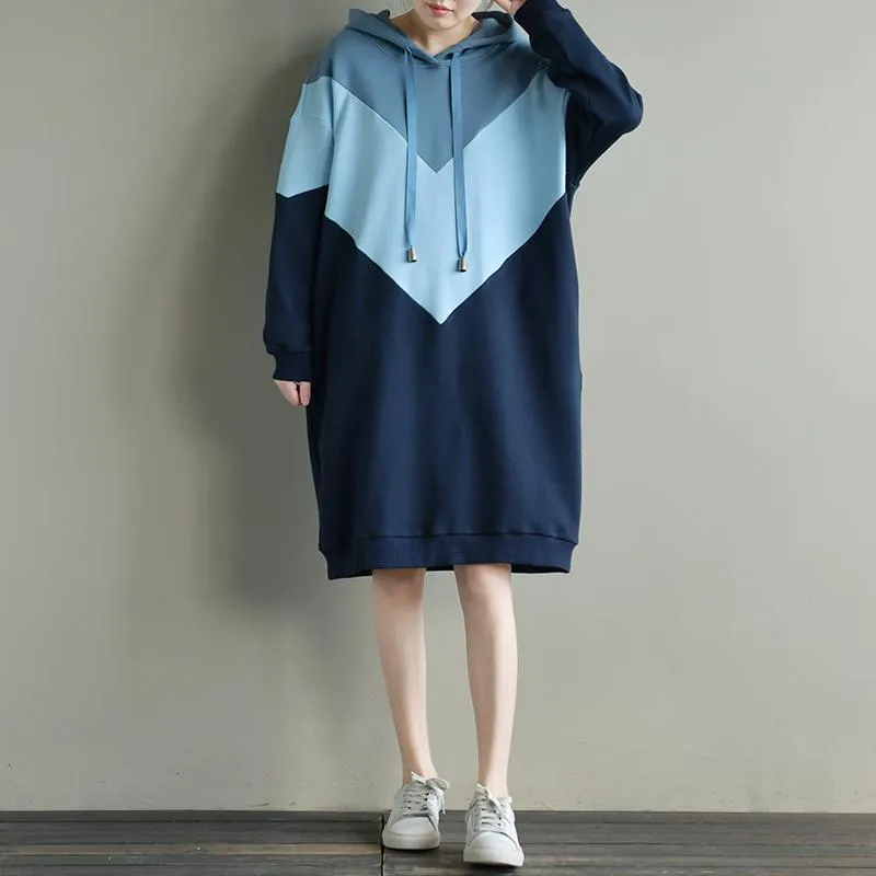 BABAKUD Loose Hooded Sweater Long Section Cotton Dress Autumn