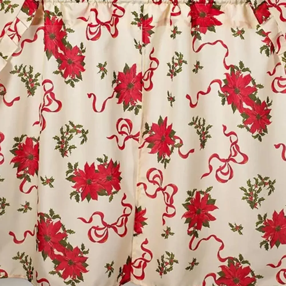 Euro Seasonal Poinsettia Kitchen Curtain Set