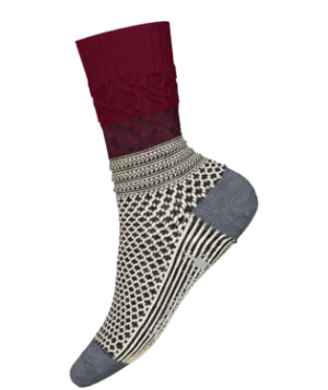 Everyday Popcorn Cable Crew Socks-Tibetan Red