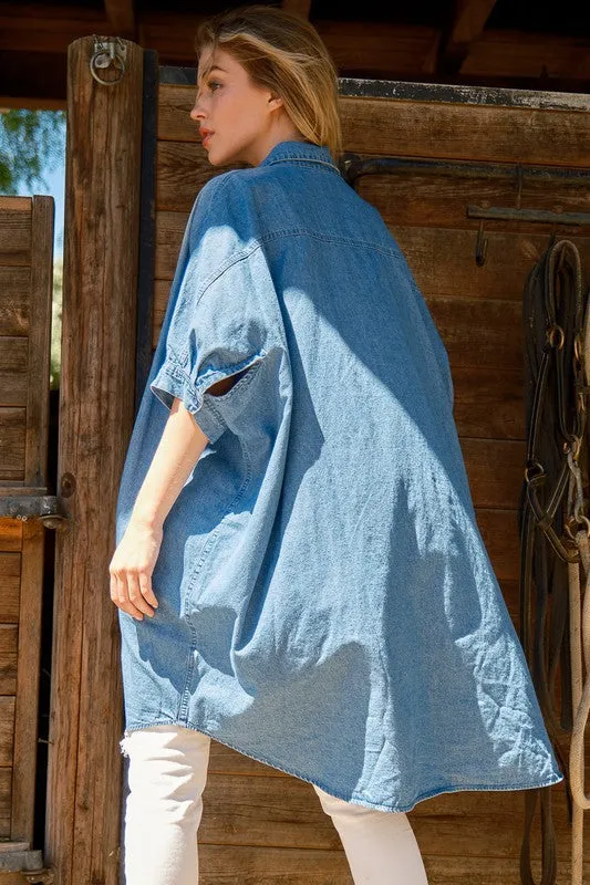 OVERSIZED DENIM TOP