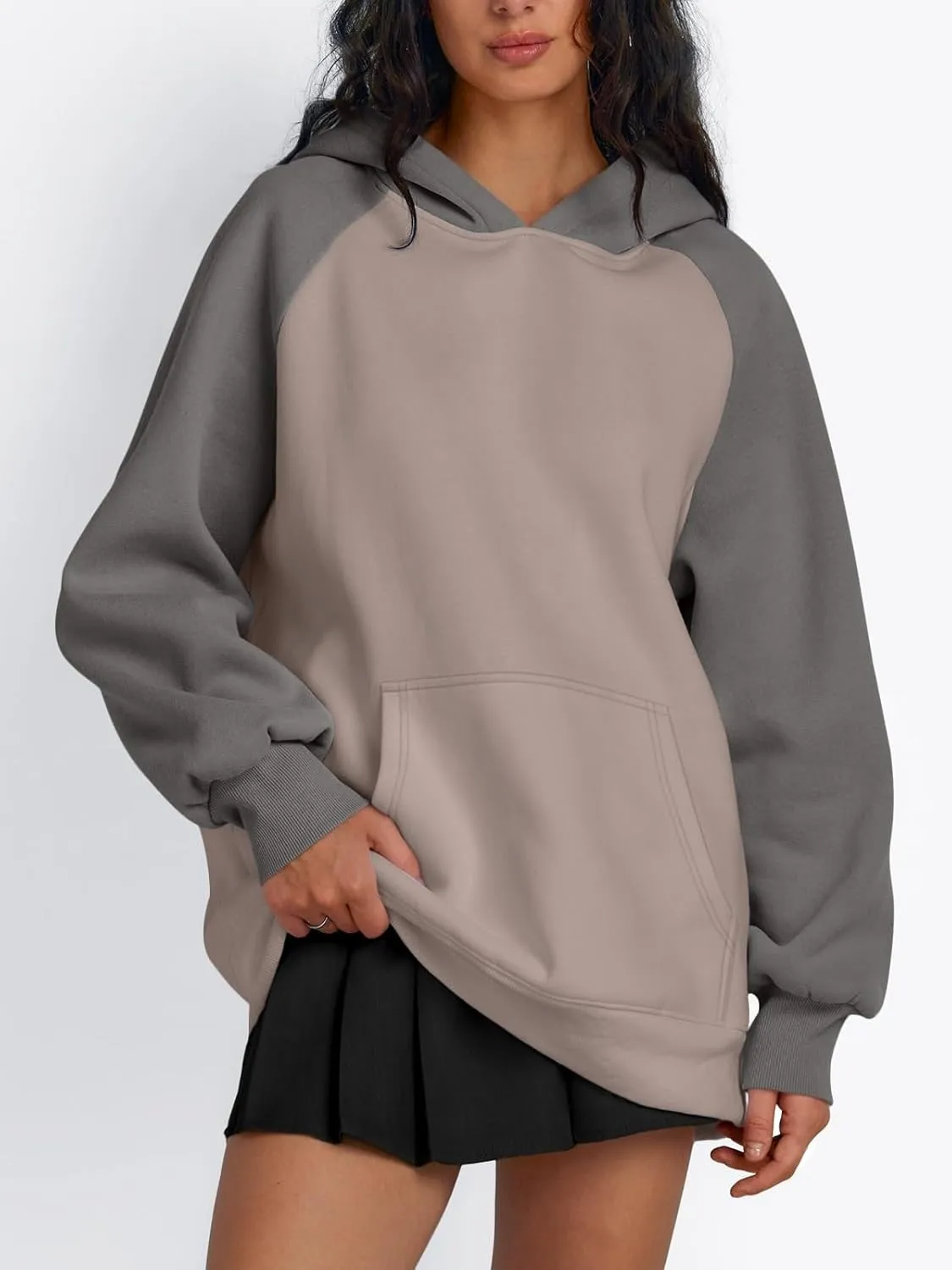 Oversized Hoodies Pullover for Women Casual Long Sleeve Fleece Athletic Polo Tops Fashion Solid Color Y2k Sweatshirts
