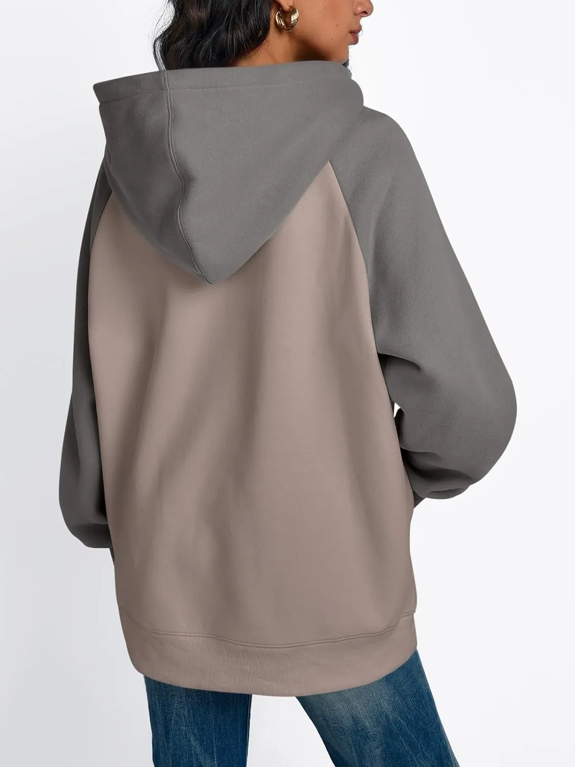 Oversized Hoodies Pullover for Women Casual Long Sleeve Fleece Athletic Polo Tops Fashion Solid Color Y2k Sweatshirts