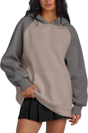 Oversized Hoodies Pullover for Women Casual Long Sleeve Fleece Athletic Polo Tops Fashion Solid Color Y2k Sweatshirts