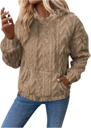Sweatshirt for Women Plus Size Fuzzy Hoodies Sherpa Pullover Hoodie for Women Oversized Fleece Hoodie with Pockets