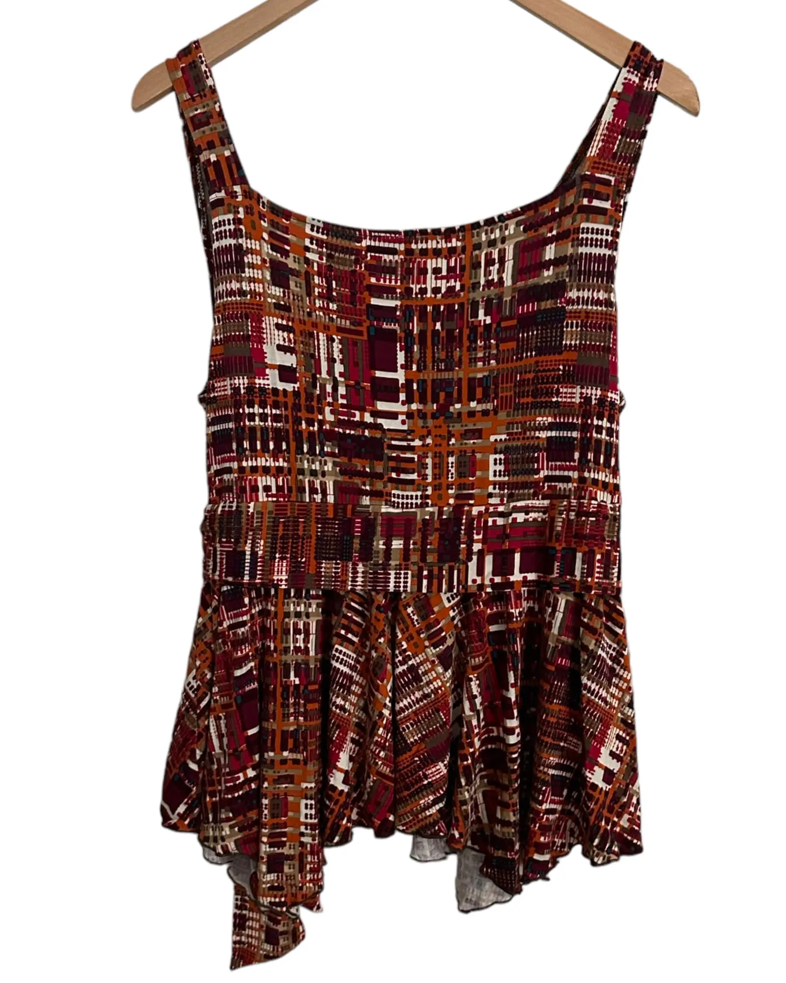 Warm Autumn Print Asymmetric Sleeveless Top