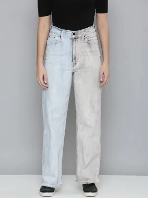 Women's Blue Loose Fit High Rise Jeans