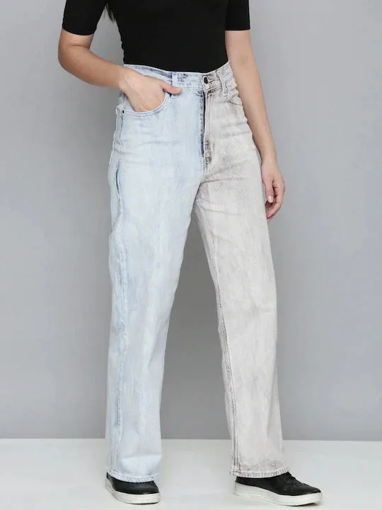 Women's Blue Loose Fit High Rise Jeans