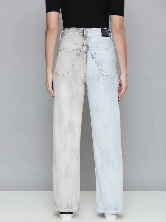 Women's Blue Loose Fit High Rise Jeans
