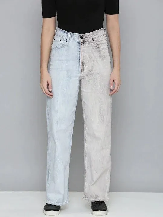 Women's Blue Loose Fit High Rise Jeans